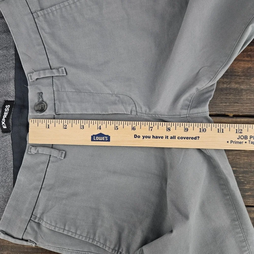 Express Men's Chino Pants Gray Flat Front cotton SKINNY Size 29x30